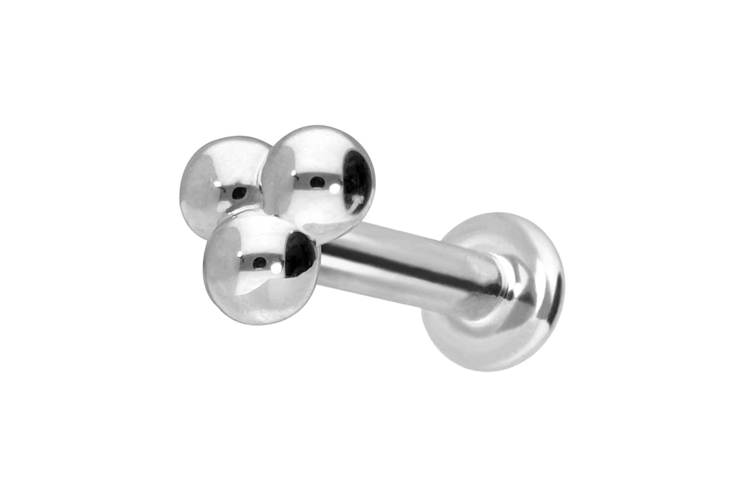 14 Karat Gold Labret Piercing mit Push Fit 3 KUGELN